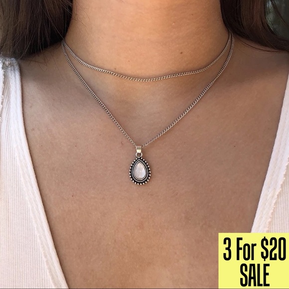Fashion Jewelry Jewelry - Silver Layer Opal Water drop Moonstone Necklace